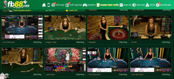 Trò chơi tại Fb88 casino đa dạng phong phú